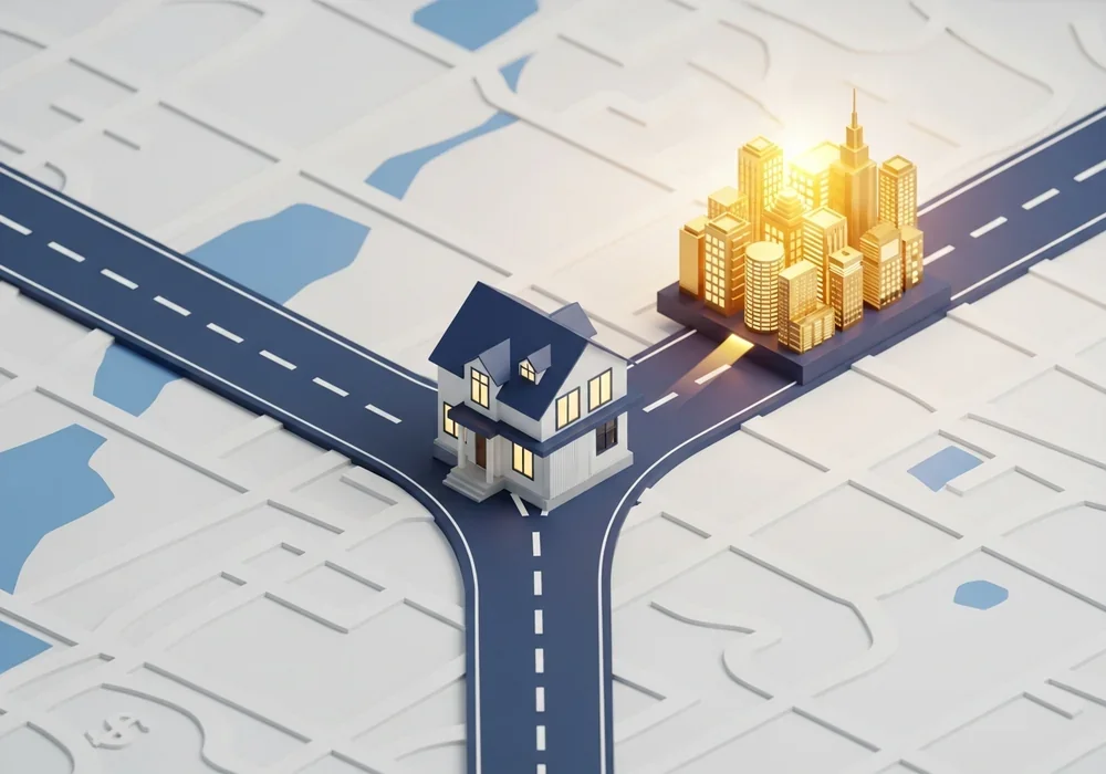 본문 이미지: A high-quality 3D isometric illustration representing a pivotal moment in the real estate market....
